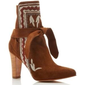 Ulla Johnson Aggie Embroidered Suede Boots in Brown Sz. 39 Sz. 9